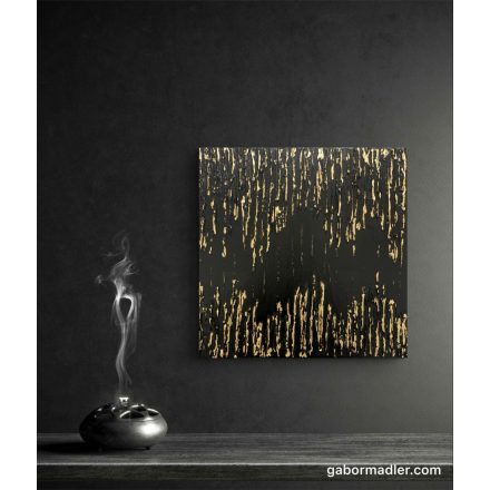 "Golden dripstone" 40cm x 40 cm texturált absztrakt festmény 